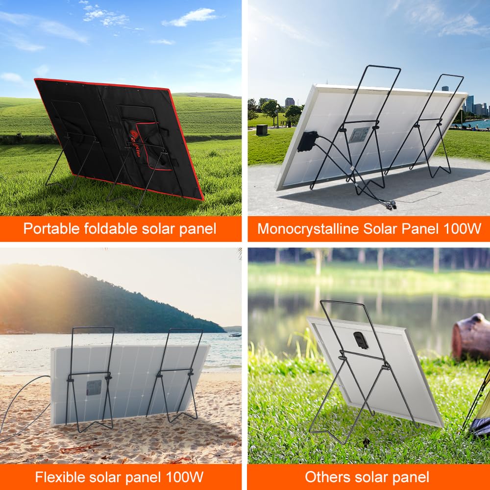 DOKIO tilt stand holding a foldable panel in use for improved charging