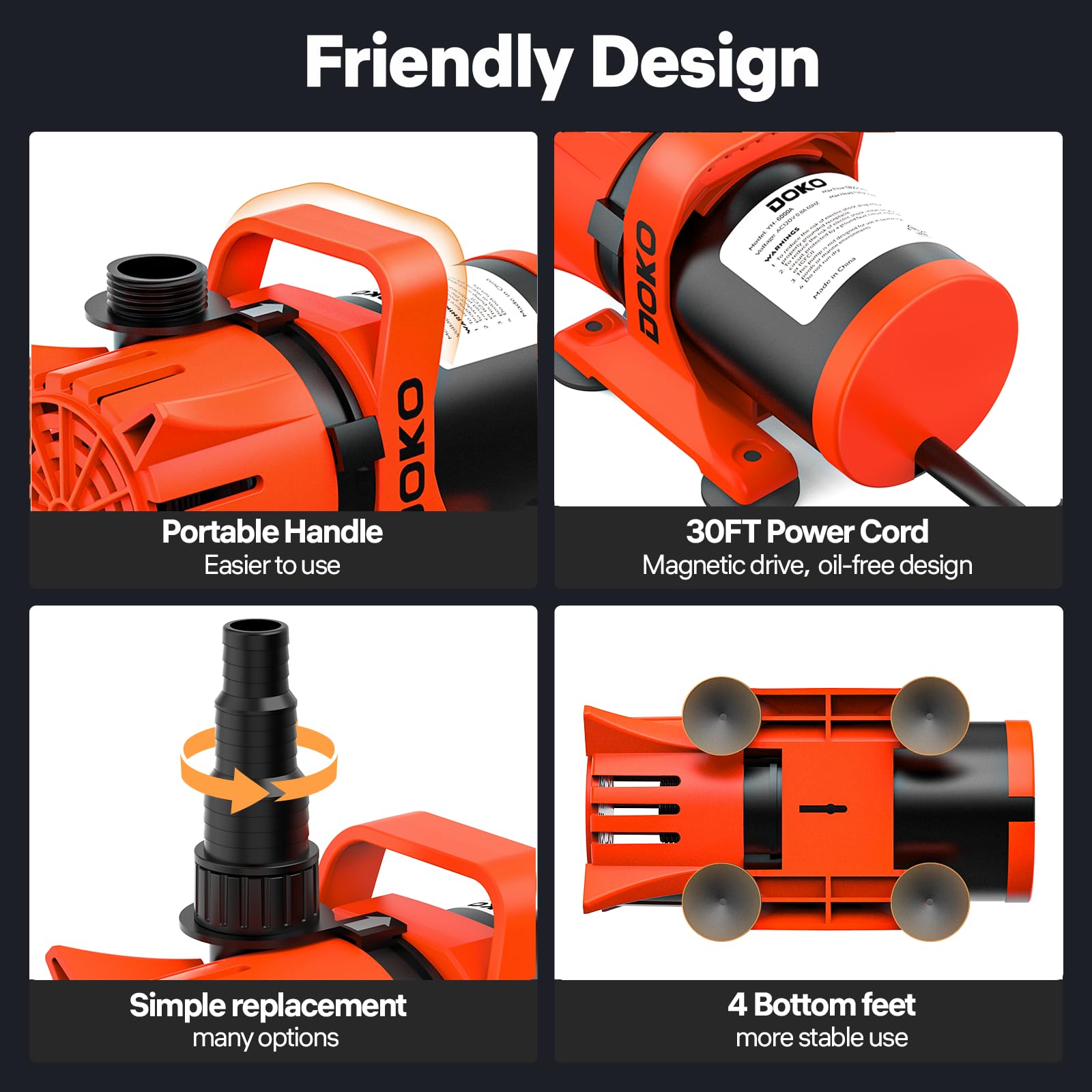 DOKO impeller access detail for simple cleaning and maintenance benefit