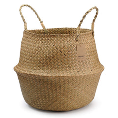 DOKOT front view of large seagrass belly basket showing shape and size, adds natural decor