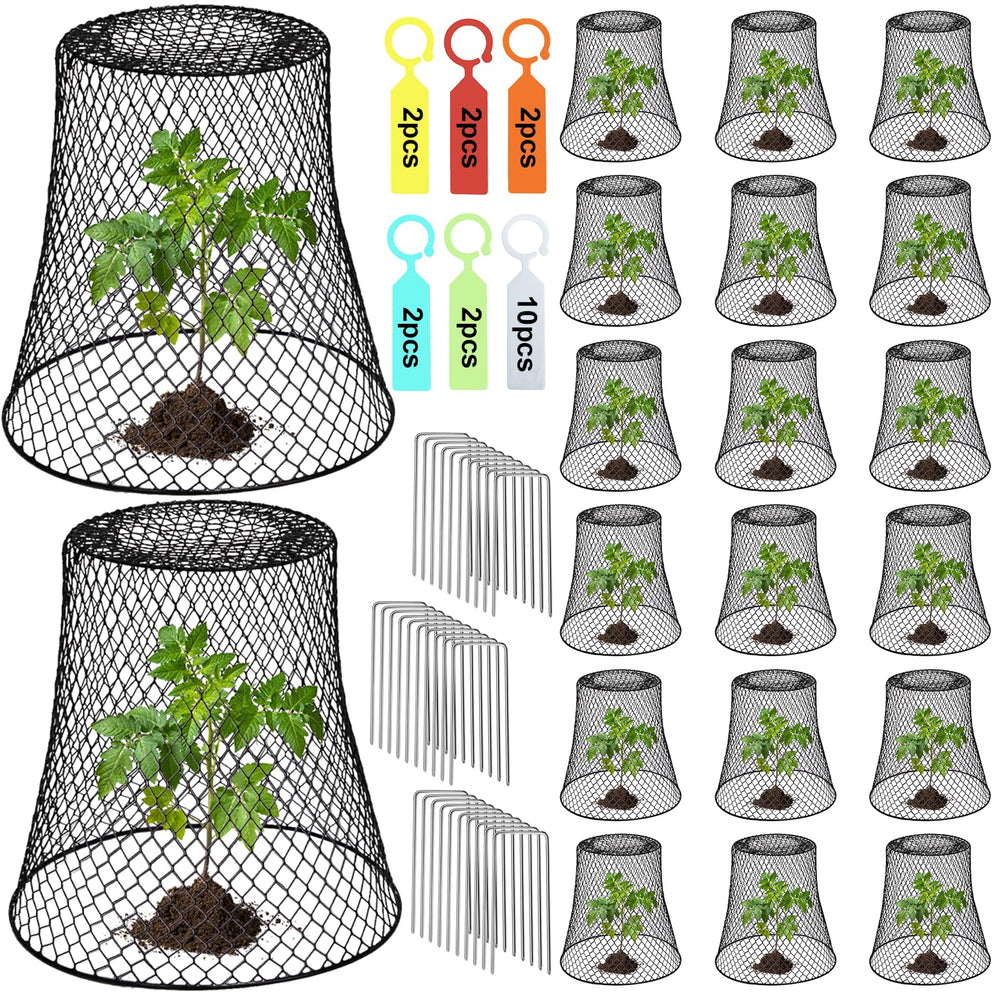 Doksving front packaging showing 20 plant protectors and included pins for easy setup