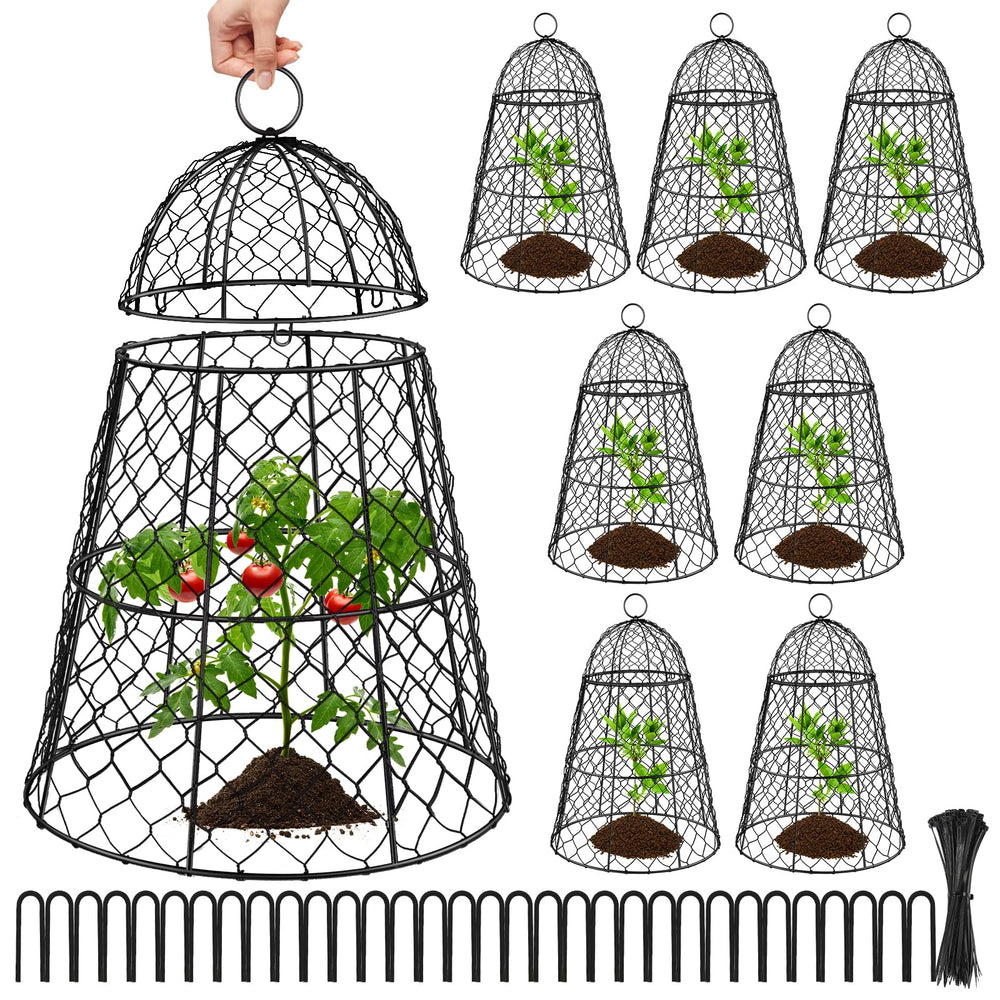 Doksving front view of eight cloche set protecting seedlings showing coverage benefit