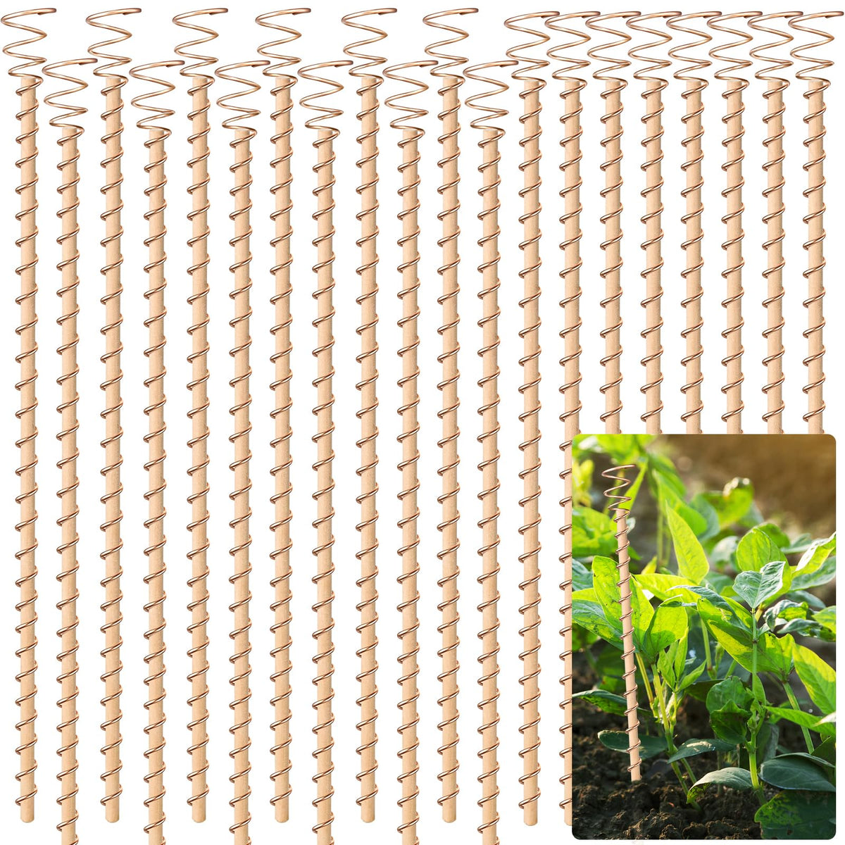 Doksving front view of 20 copper antenna stakes showing full kit benefits