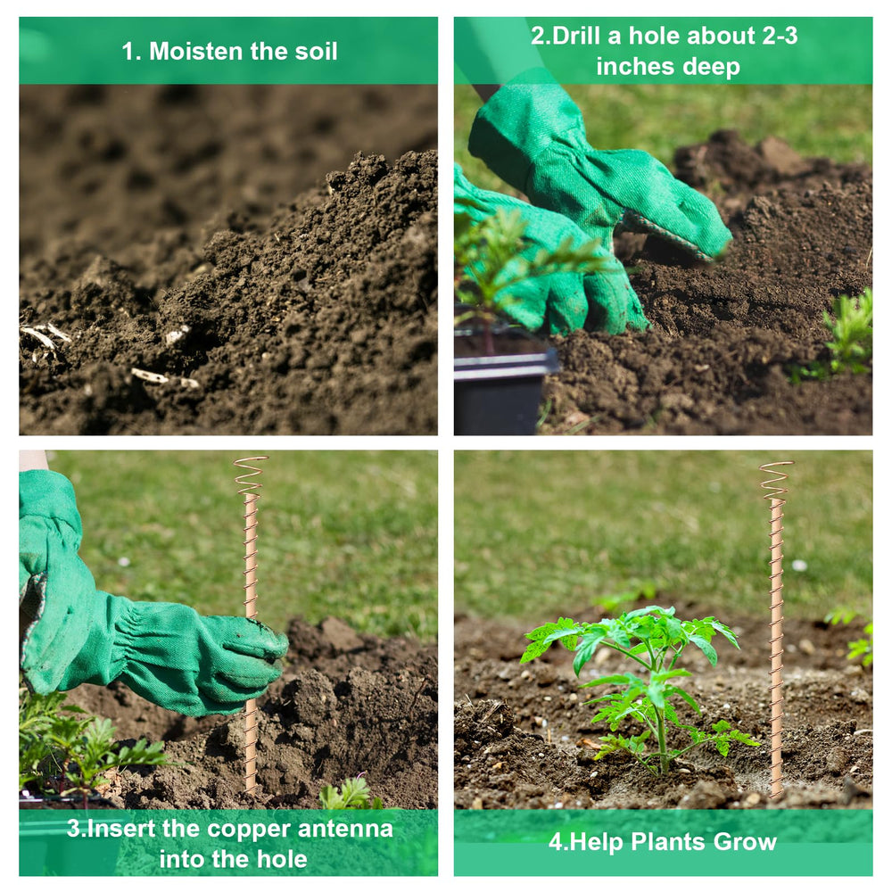 Doksving stake inserted in pot near roots demonstrating easy installation benefit