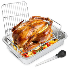 DOLAMOTY front view pan and rack showing sturdy stainless construction and versatility