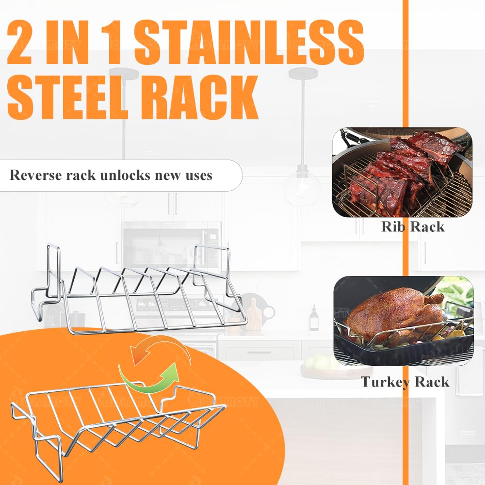 DOLAMOTY close-up of U-slot rack highlighting secure rib spacing and even cooking