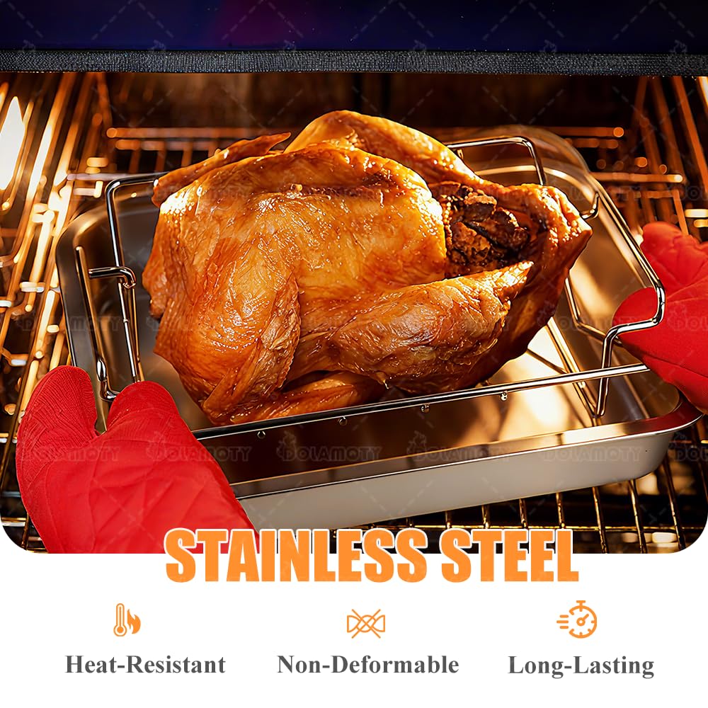 DOLAMOTY rack flipped for ribs showing spacer bars for airflow and uniform grilling