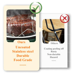 DOLAMOTY turkey in reversible rack showcasing upright roasting stability benefit