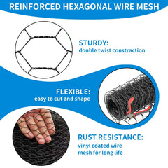 DOLEMODUO close-up hex mesh detail showing 1-inch openings and durable coating