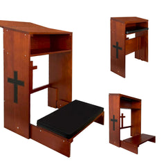DOLEMODUO front view of wooden prayer kneeler showing stable design and comfort