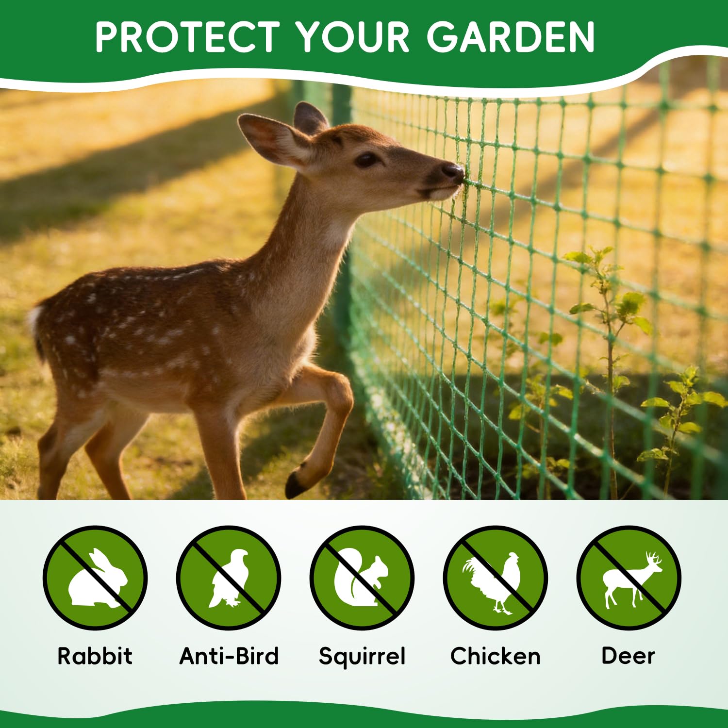 DOLEMODUO net installed around vegetable bed as protective barrier for plants