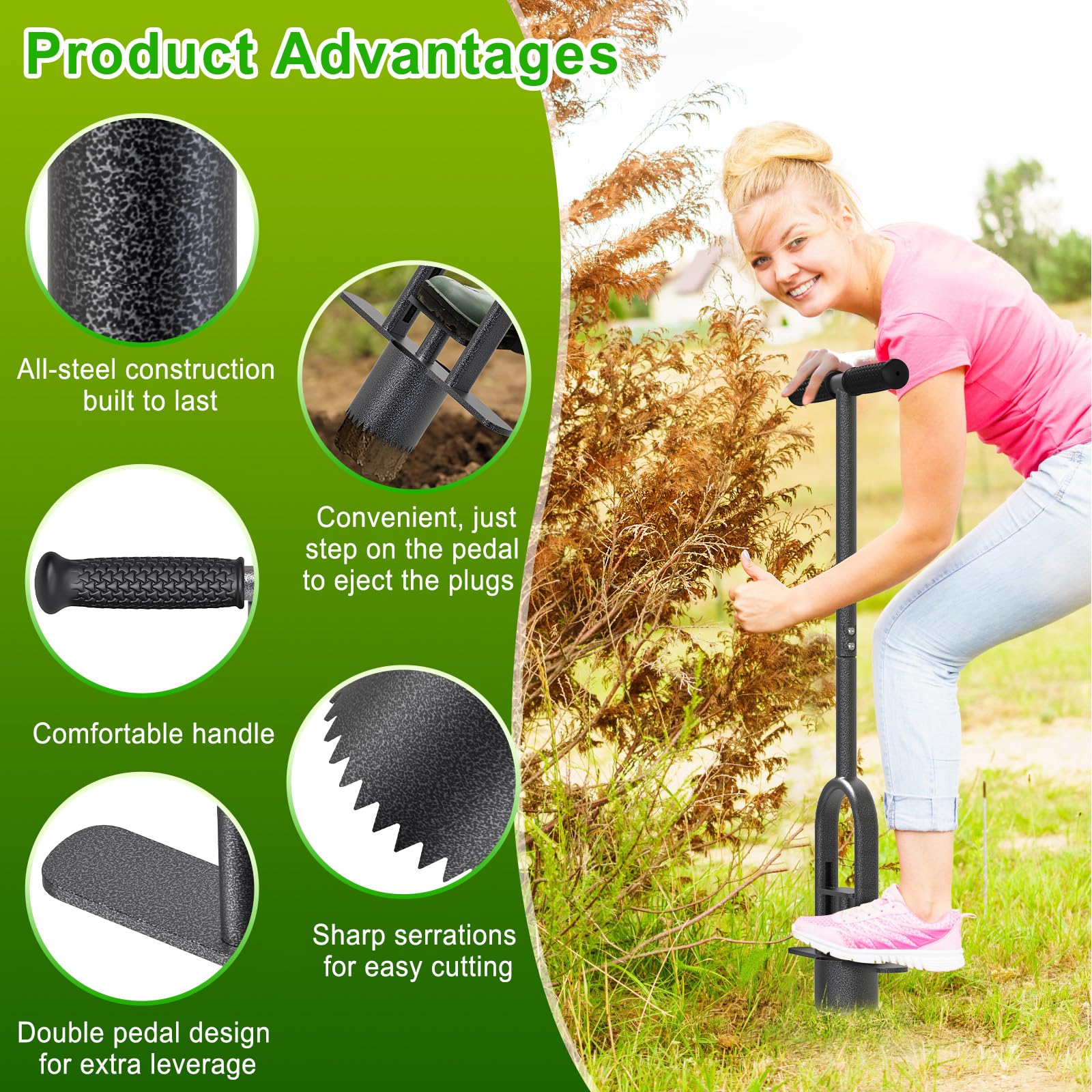 Dolibest dual pedals providing stable leverage and improved digging