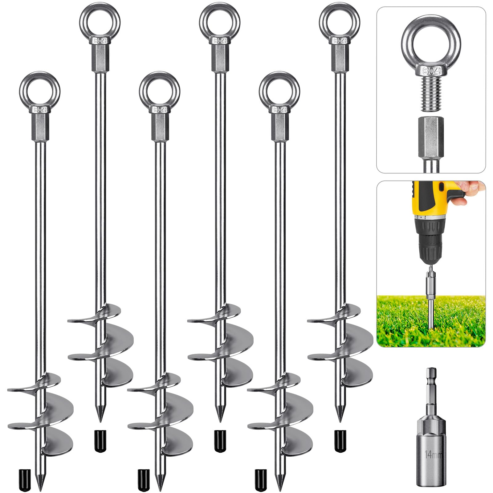 Dolibest front view of six anchors showing durable construction and packaged set benefit