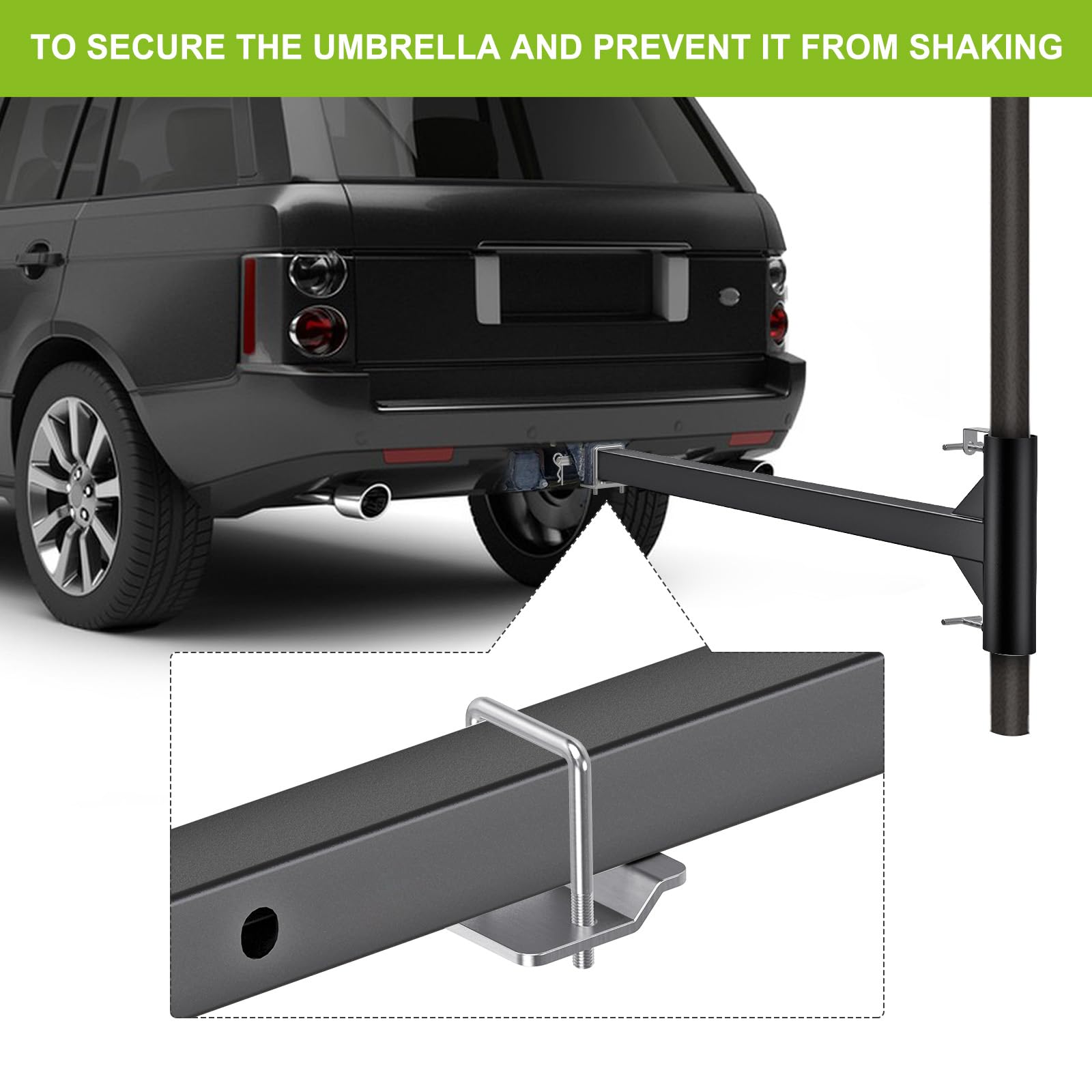 Dolibest hinge extended 40 inches showing reach and shade coverage benefit: wider protection