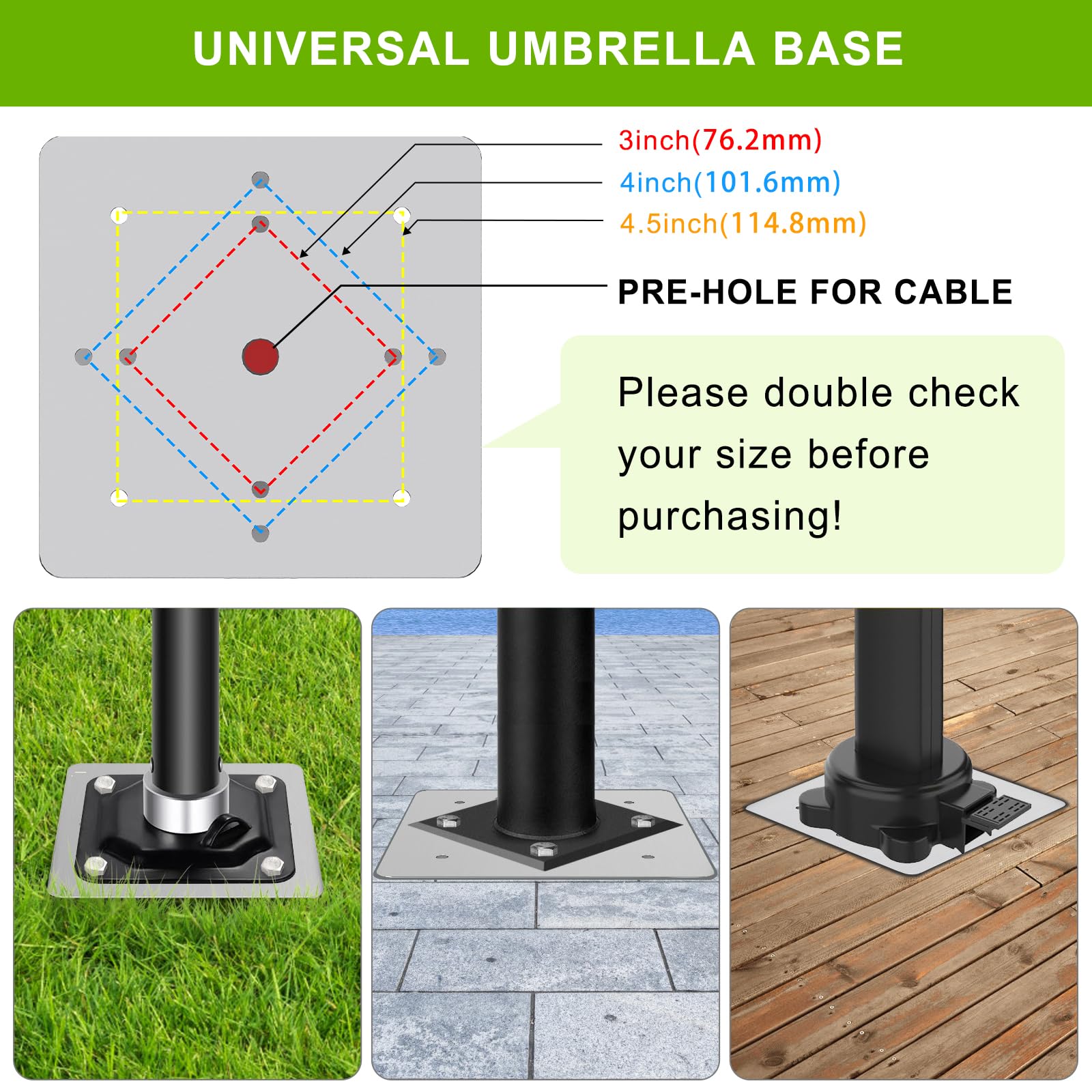 Dolibest anchor in ground with ruler showing 19-inch depth for stability
