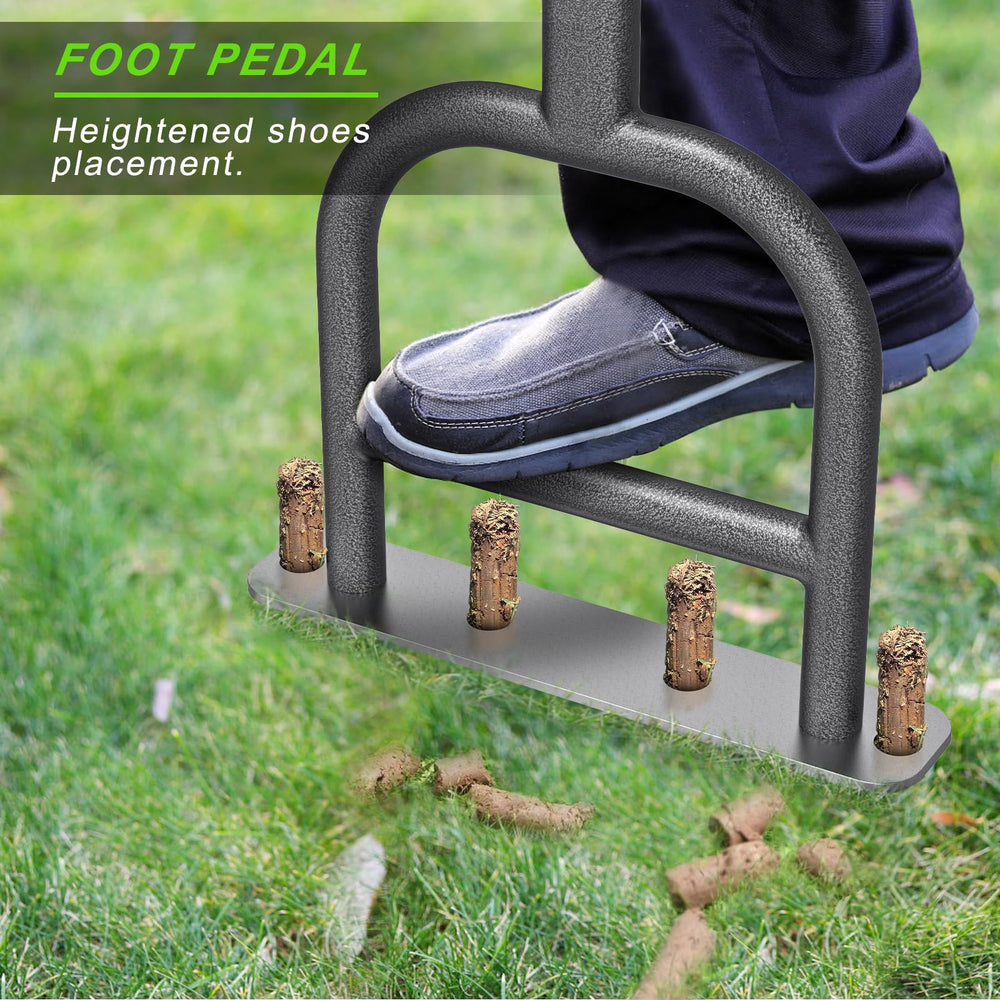 Dolibest in use on lawn showing efficient plug removal and improved soil access