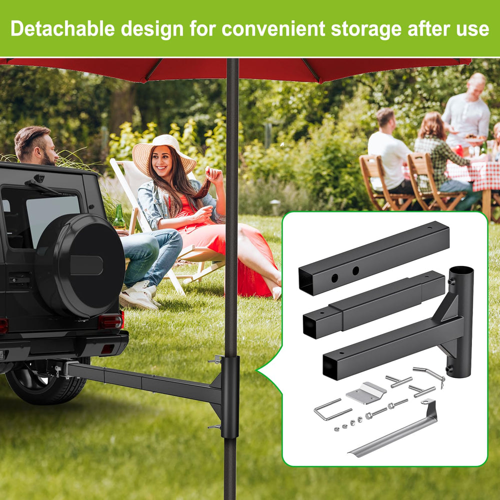 Dolibest mounted at truck tailgate providing instant shade for outdoor gatherings