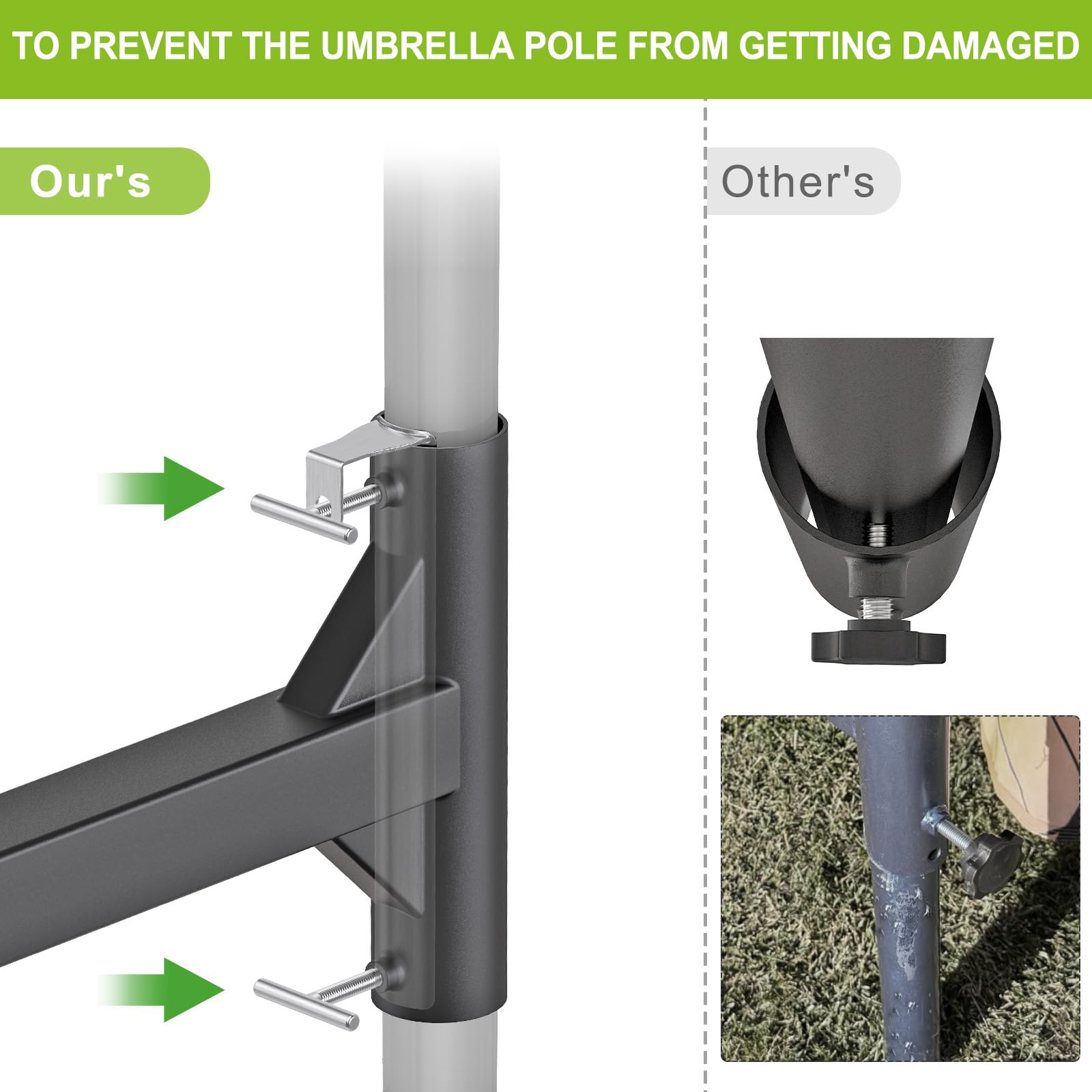 Dolibest stainless hand screw detail with rounded edge benefit: safe, tool-free tightening