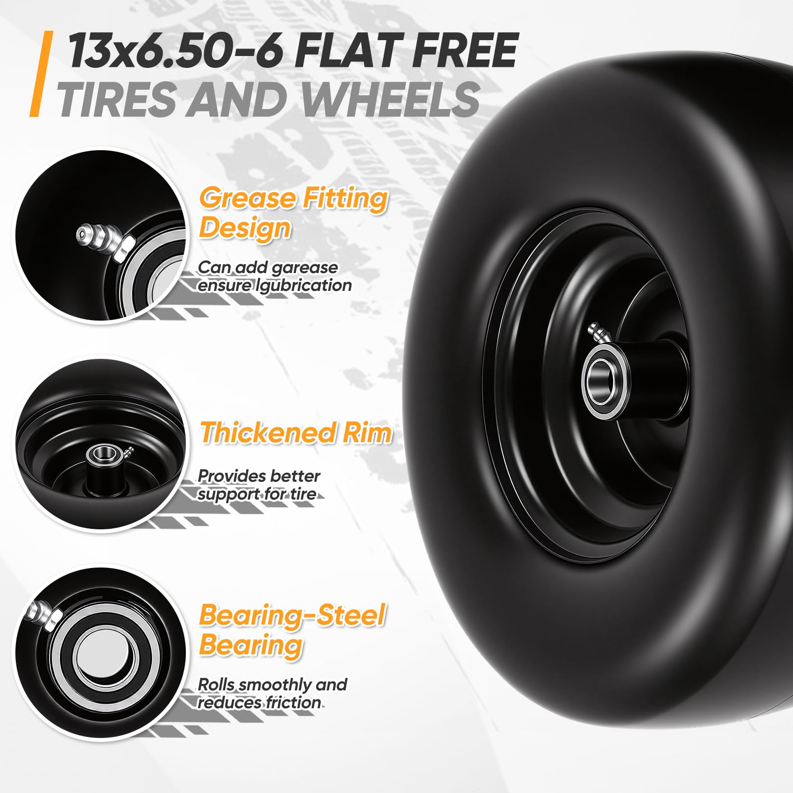 Dollate hub and bearing detail showing 3/4" pre-installed bearing for compatibility