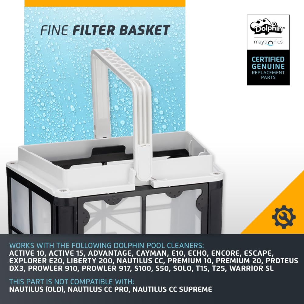 Dolphin filter basket installed in cleaner demonstrating easy replacement and restored suction