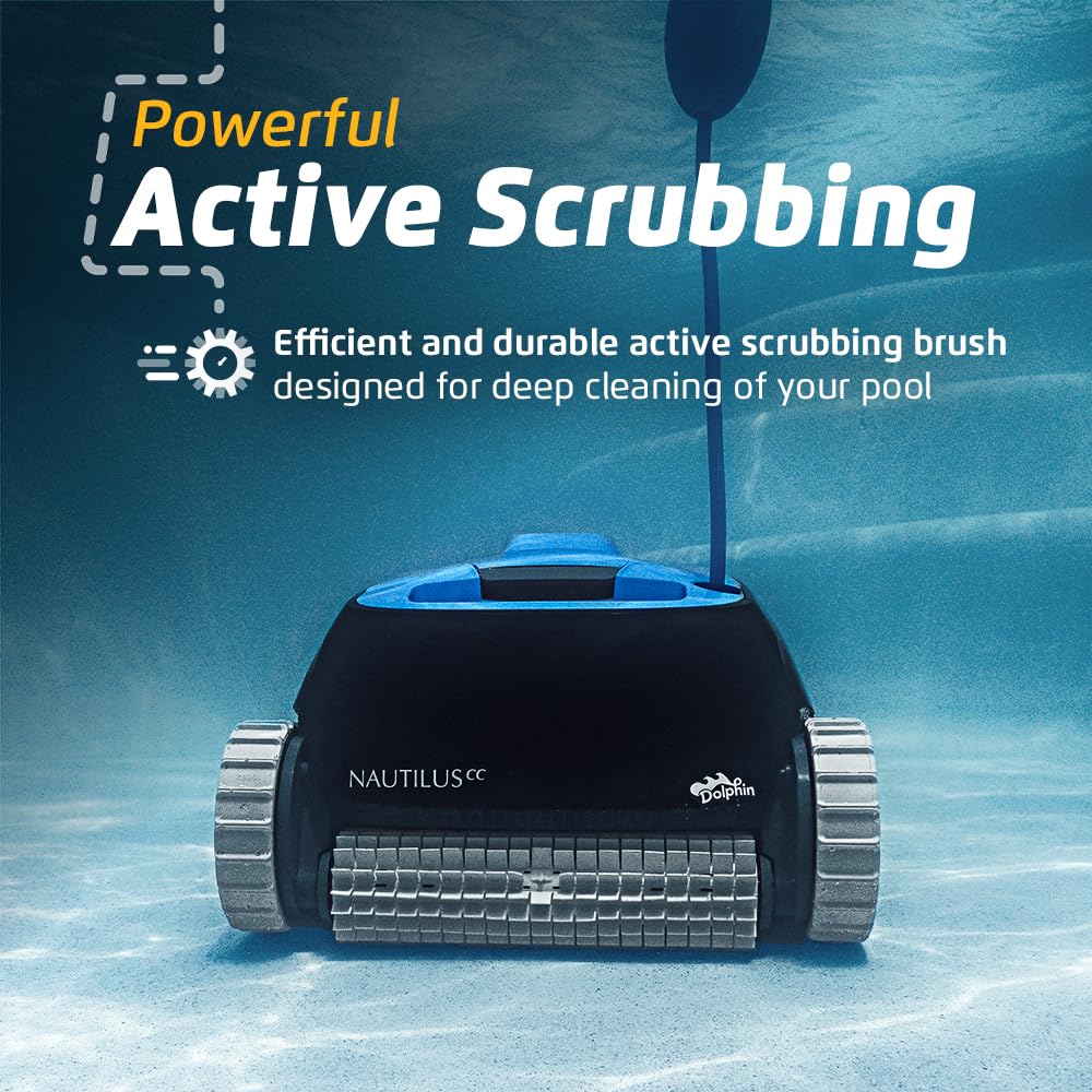 Dolphin Nautilus CC climbing a pool wall demonstrating vertical cleaning capability