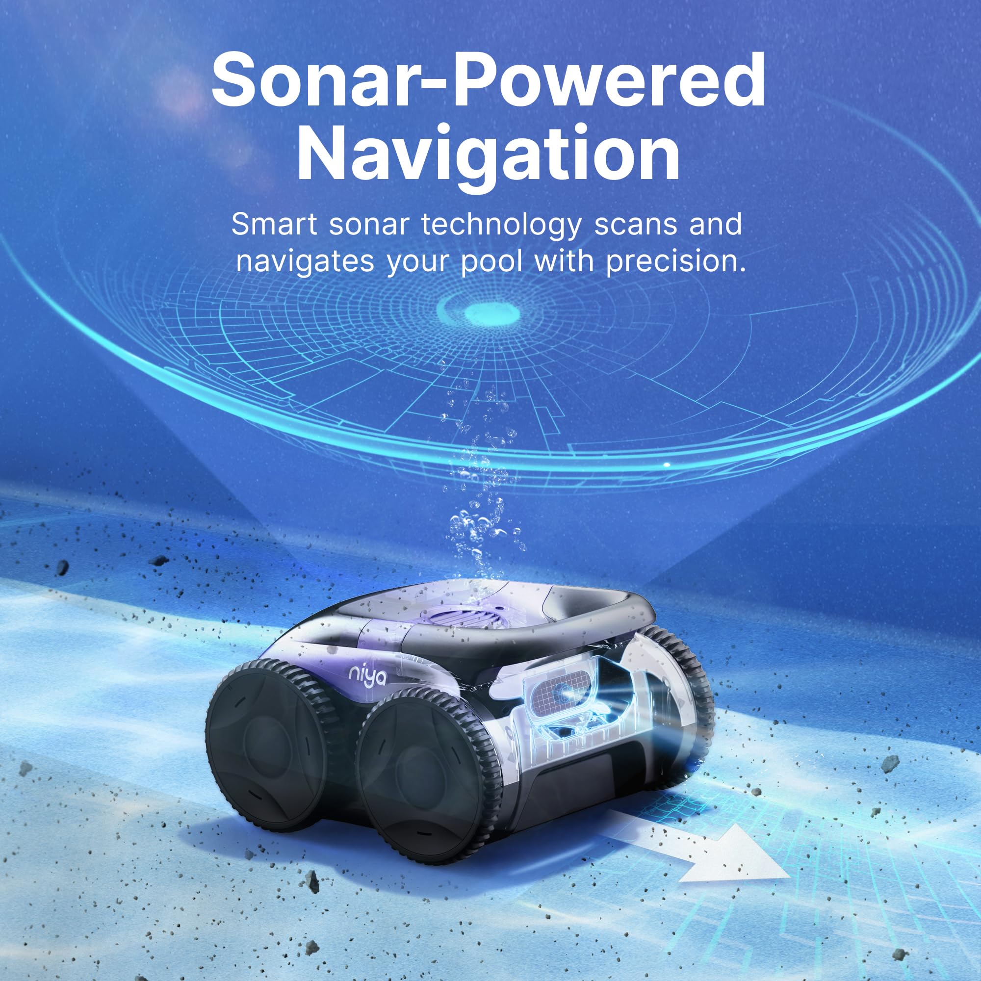 Dolphin Niya Sonar 20 splash-proof charger at poolside for safe outdoor charging
