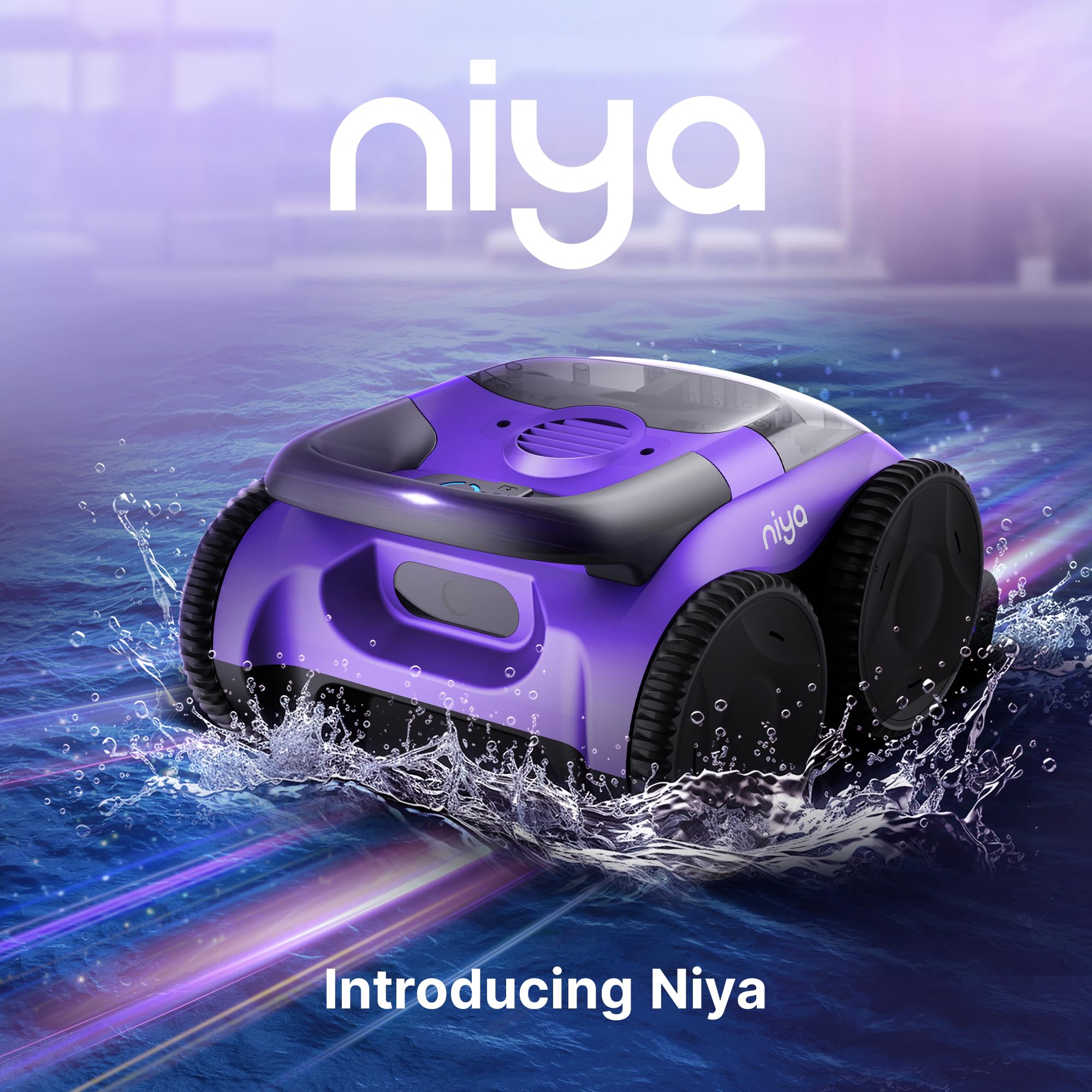 Dolphin Niya Sonar 20 on pool edge with homeowner showing convenient retrieval