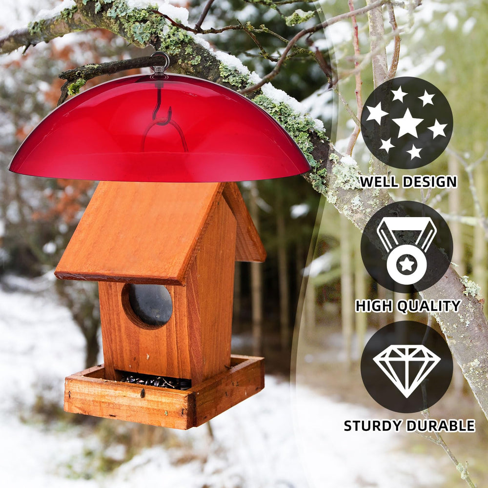 Domensi dome installed on garden pole showing tidy, protected feeder benefit