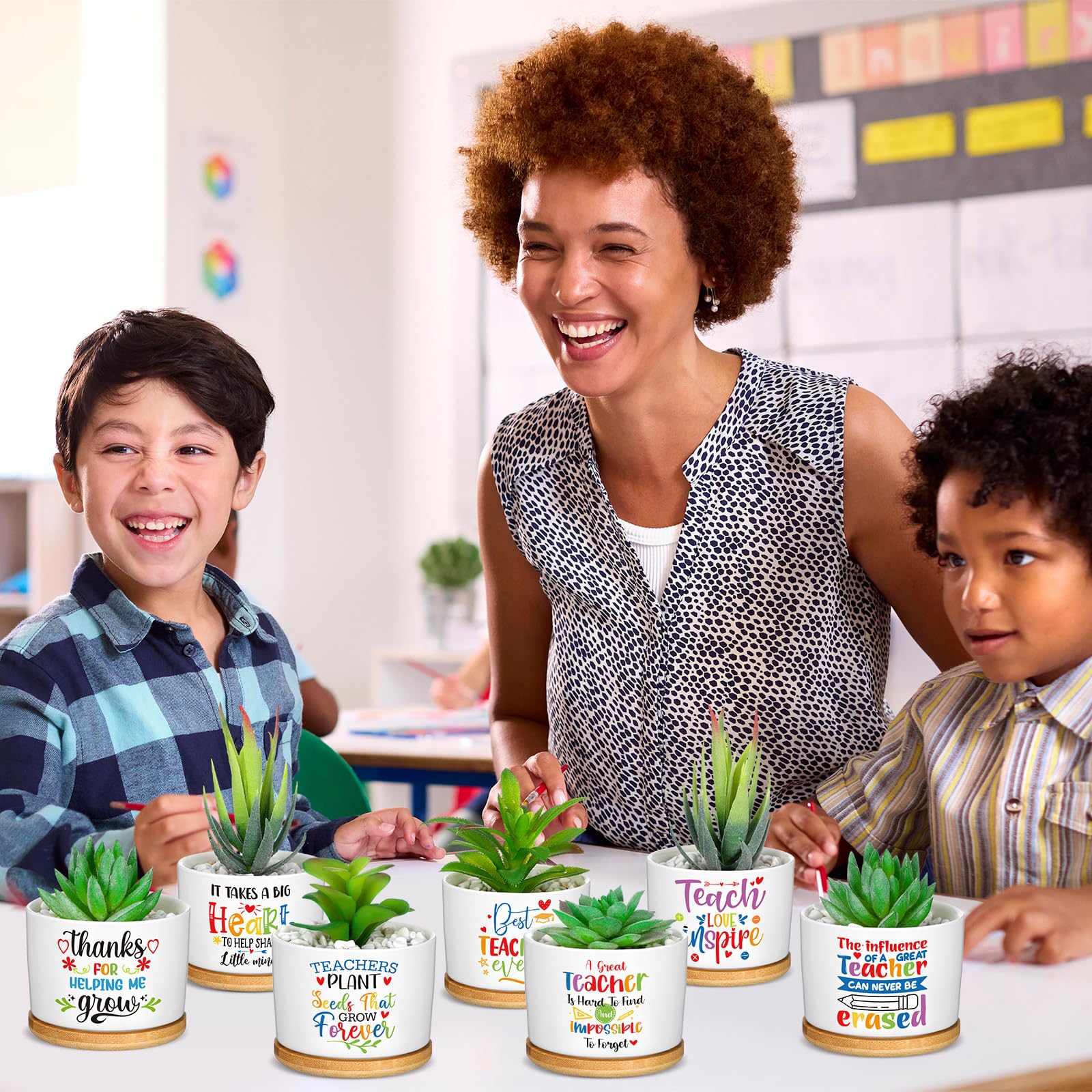 Domensi set displayed on a classroom windowsill, enhancing decor and showing group gifting