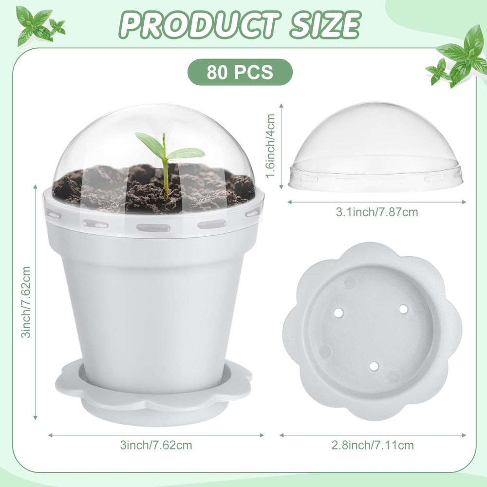 Domensi side view of pot with humidity dome illustrating moisture control benefit