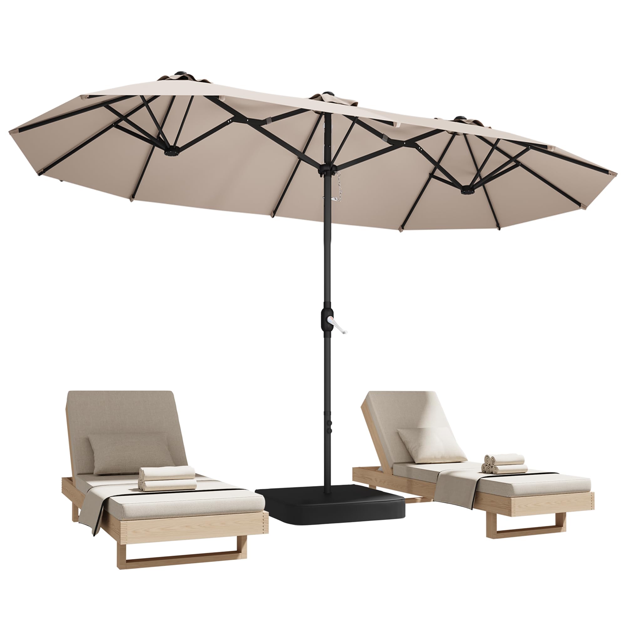 DomeShade front view fully open showing large shade coverage and comfort