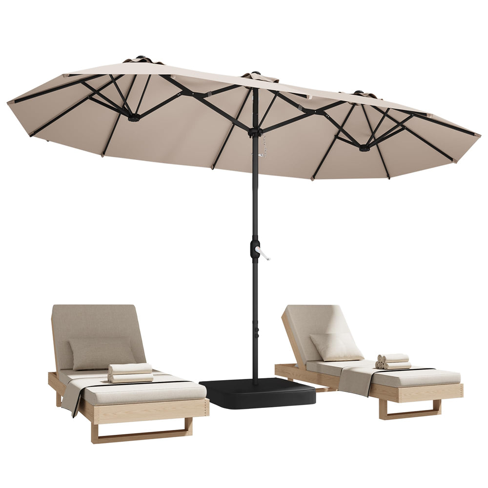 DomeShade front view fully open showing large shade coverage and comfort