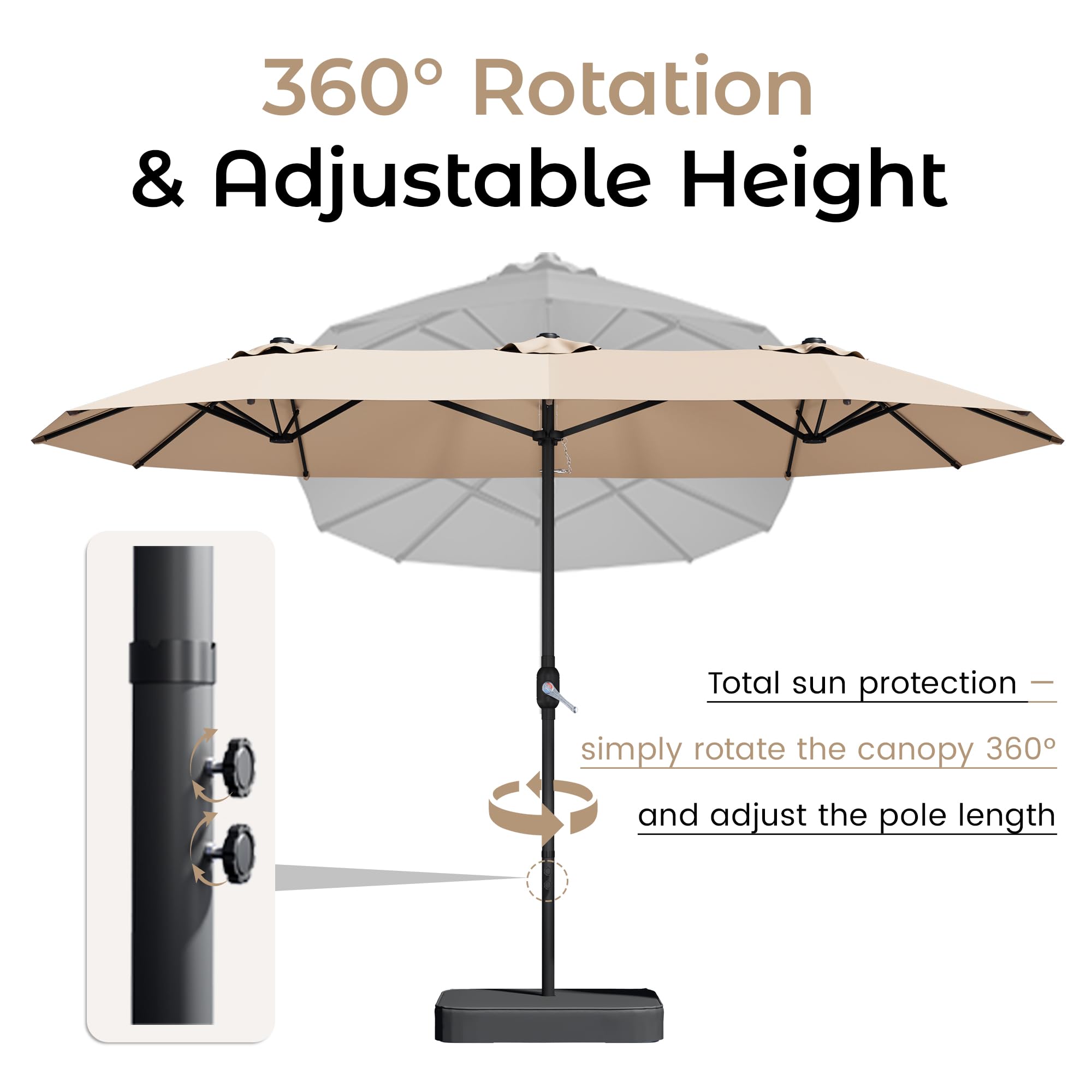 DomeShade lifestyle patio dining scene showing comfortable shaded entertaining space