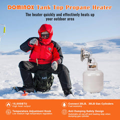 DOMINOX closeup of control knob showing three heat settings for simple temperature adjustment