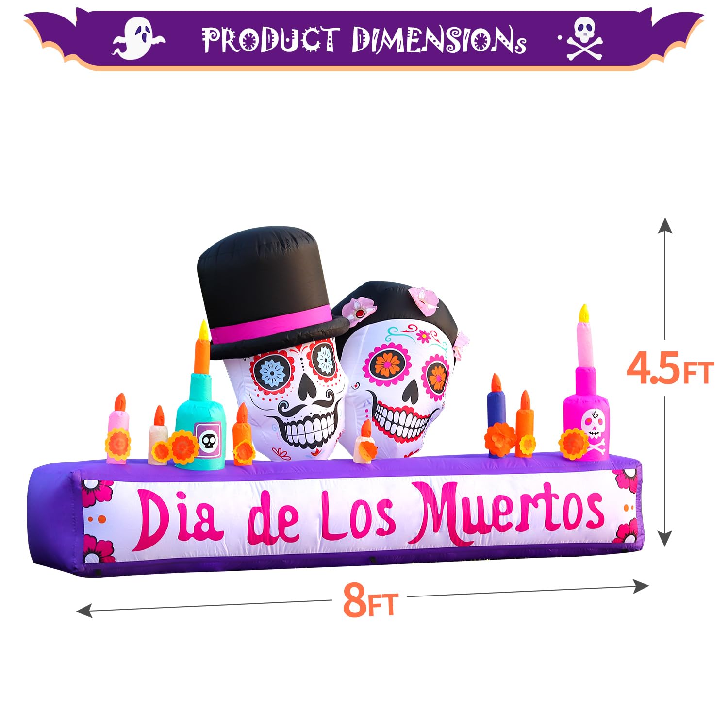 DomKom LED-lit altar inflatable at night creating a spooky, attention-grabbing glow