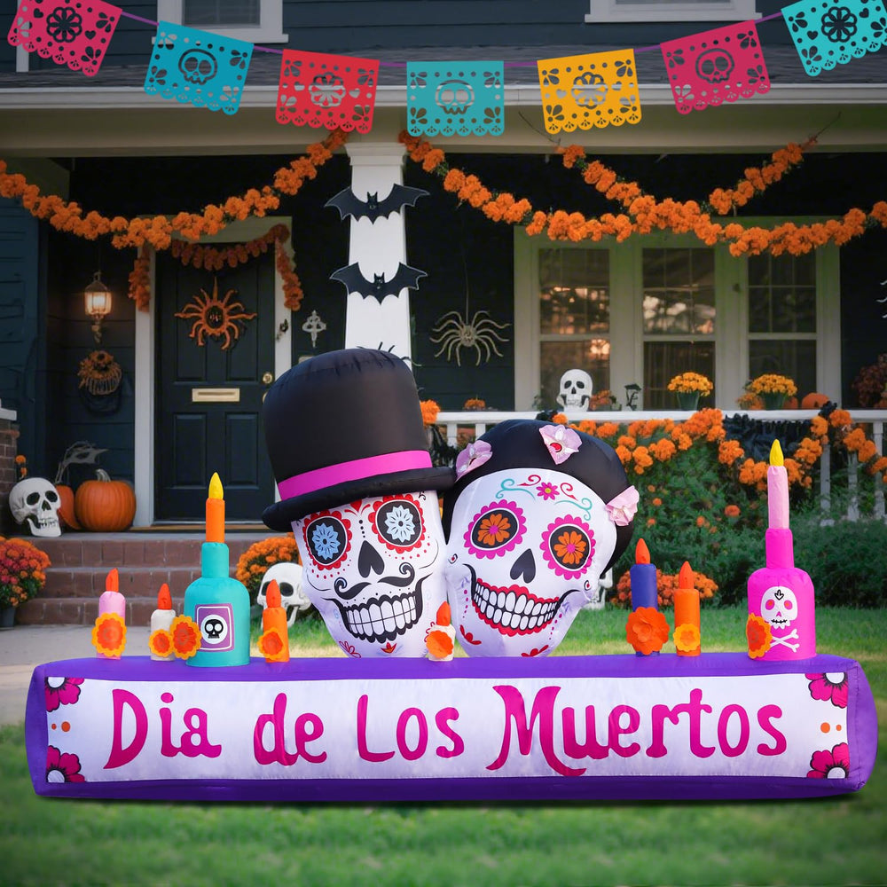 DomKom side profile of 8ft Catrina altar inflatable demonstrating height and silhouette