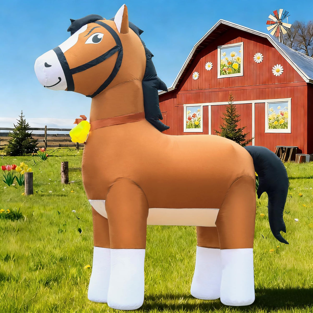 DomKom Clydesdale front view showing large-scale presence and festive curb appeal
