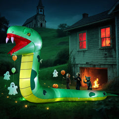 DomKom snake lit by internal LEDs creating spooky nighttime ambiance