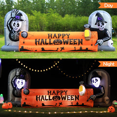 DomKom illuminated LEDs glowing on inflatable banner to attract visitors