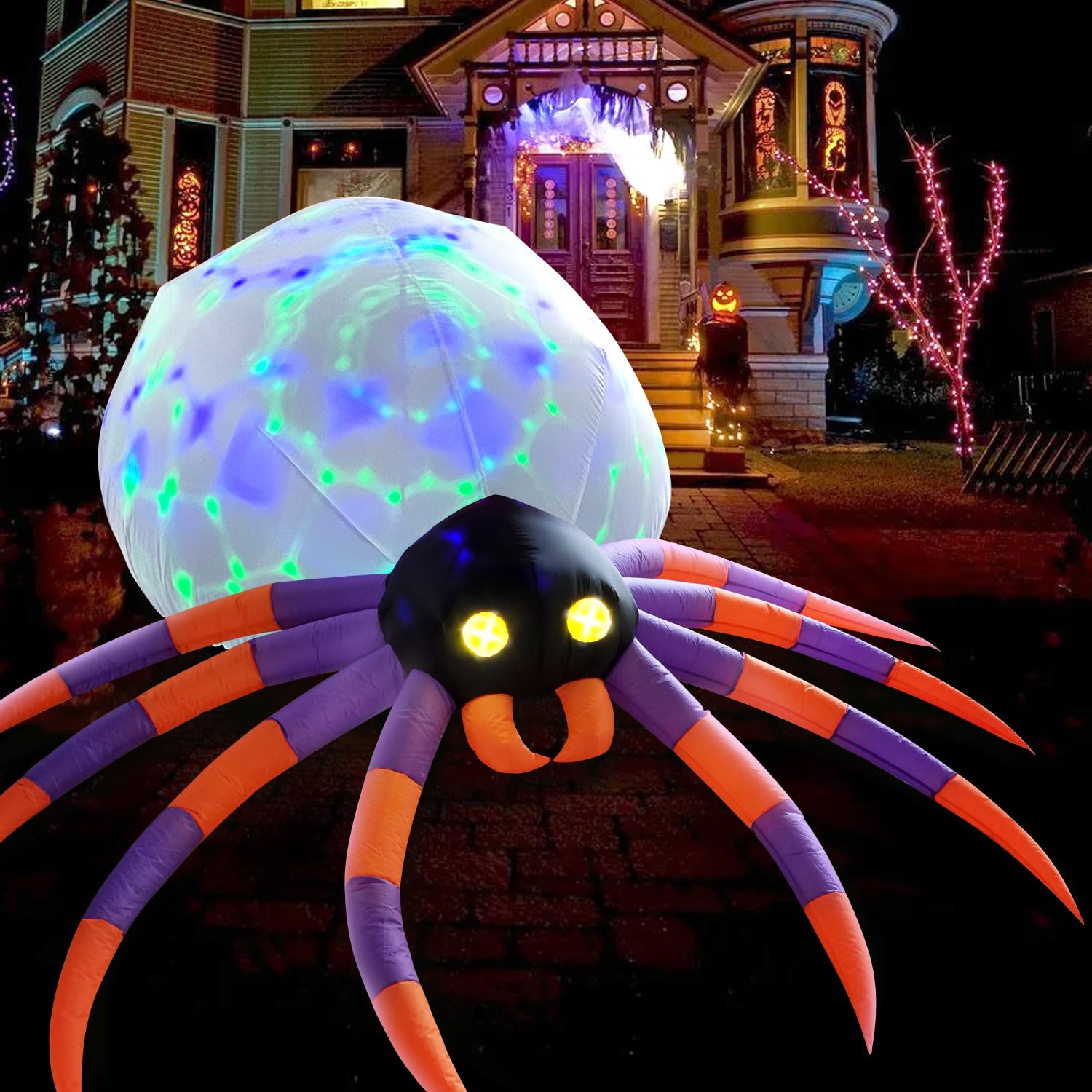 DomKom spider lit by magic LEDs showing bright night visibility