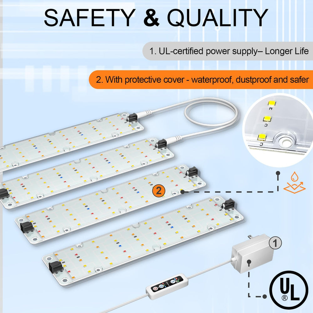 DOMMIA mounted under shelf setup demonstrating saved space and uniform lighting