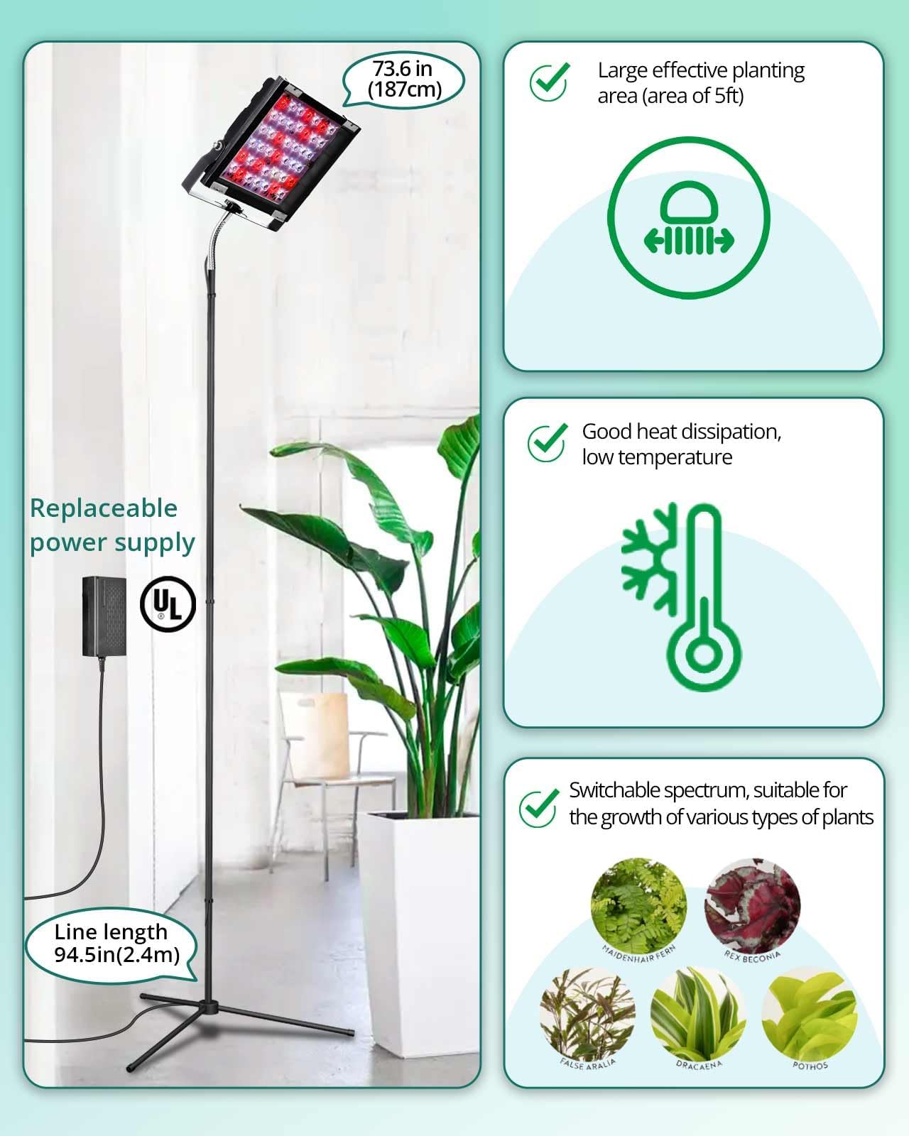 DOMMIA size scale with hands showing adjustable 66-inch height for space-saving setup