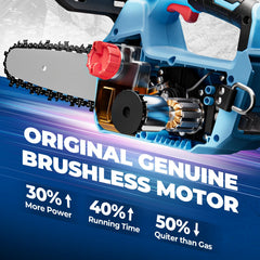 DongCheng chainsaw side profile illustrating compact balance and grip comfort