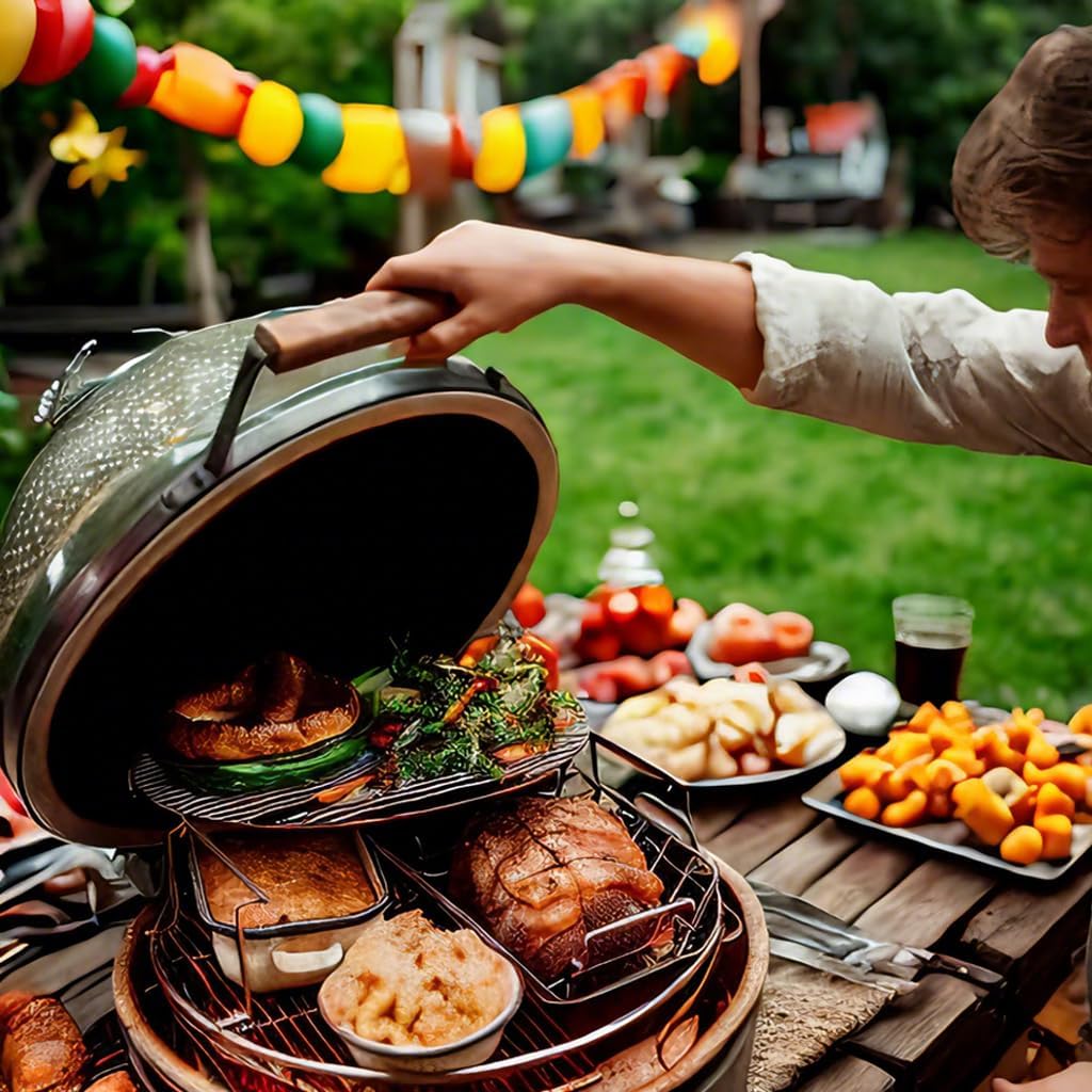 Dongftai size comparison with grate illustrating fit to Big Green Egg large