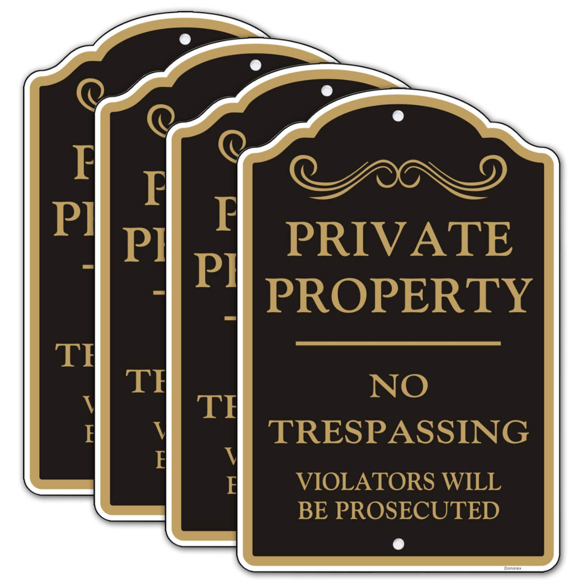 Doninex front view sign showing clear private property message and improved visibility