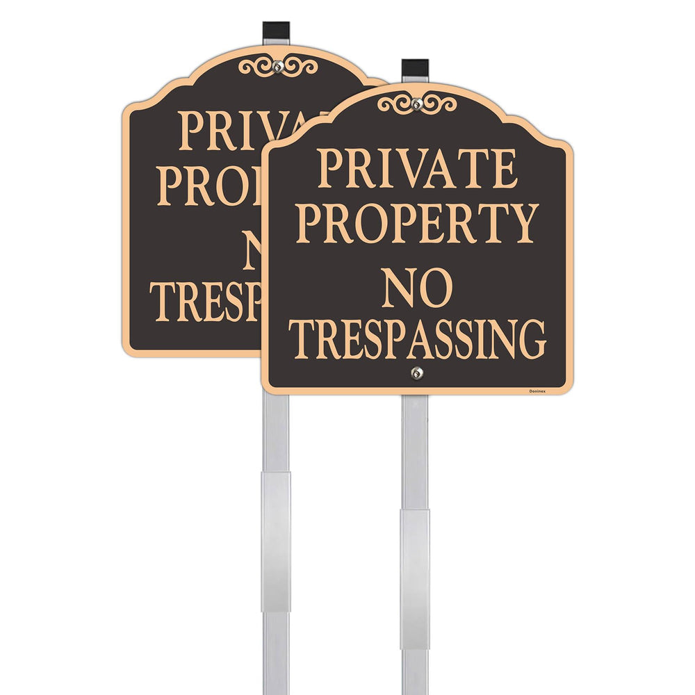 Doninex front view showing two signs and stakes for clear property marking