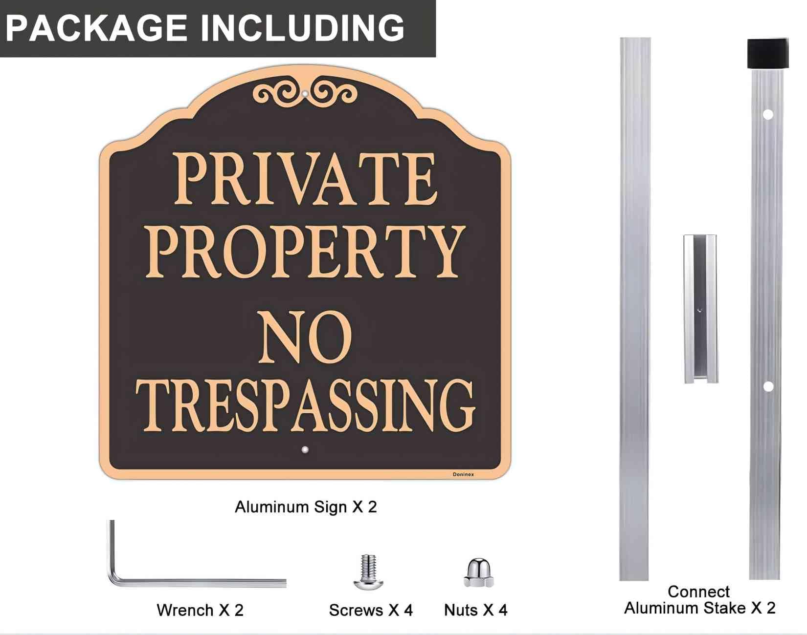 Doninex sign installed at a driveway entrance preventing unwanted entry