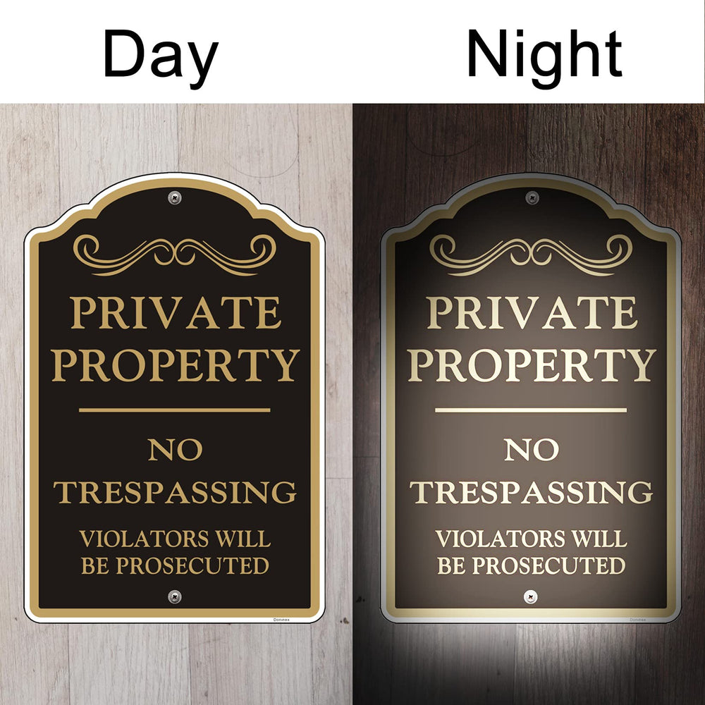 Doninex sign mounted on fence in backyard illustrating simple installation and deterrence