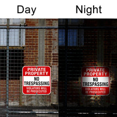 Doninex sign mounted on wooden fence demonstrating easy installation and deterrent benefit