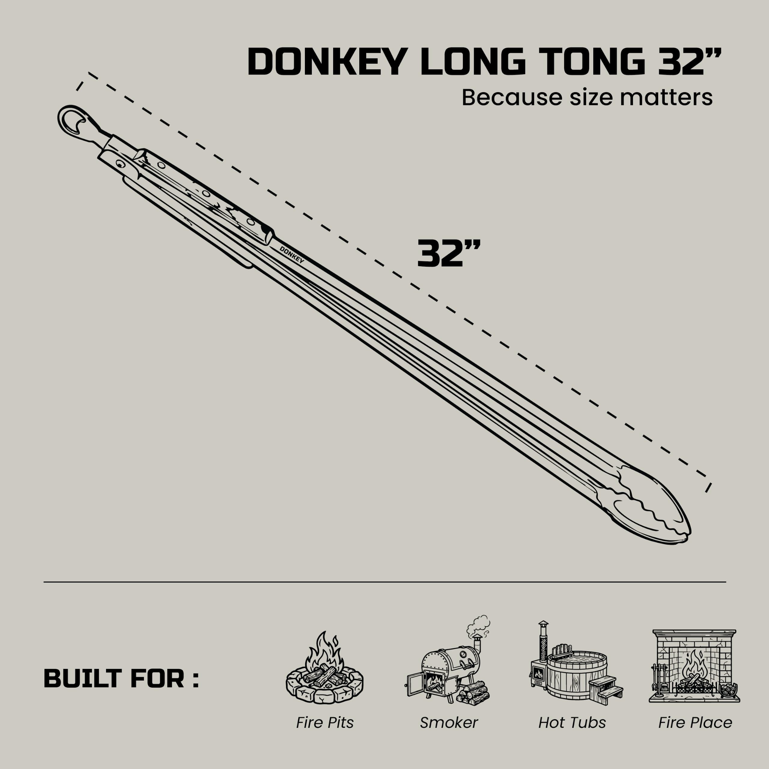 Donkey Long Tong oak handle close-up for comfortable, heat-resistant grip