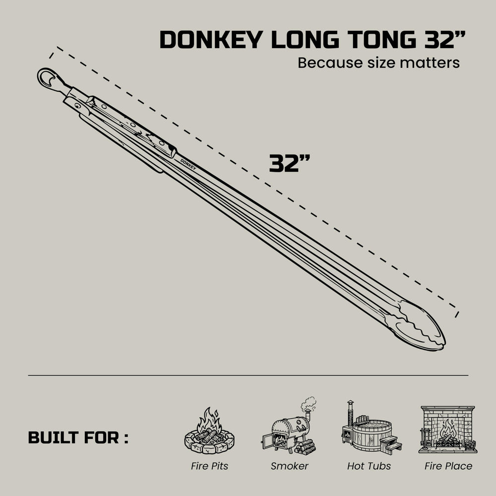 Donkey Long Tong oak handle close-up for comfortable, heat-resistant grip